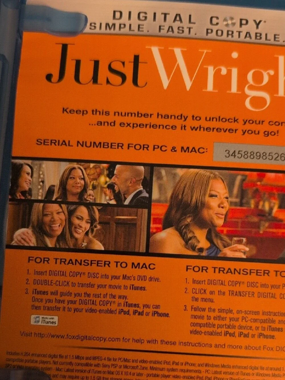 Just Wright Blu-ray + Digital Copy 2-Disc Set Queen Latifah Common - Picture 4 of 6